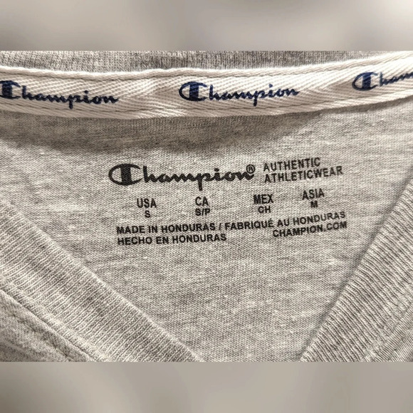 Champion Gray Graphic Crop Top Casual Streetwear Size Small - Picture 3 of 5
